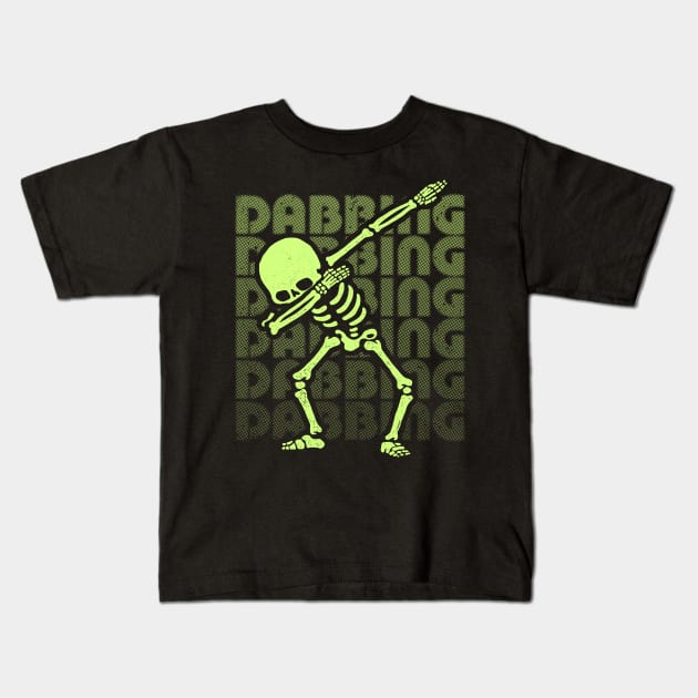 Dabbing Skeleton Type Glow Effect Kids T-Shirt by vo_maria